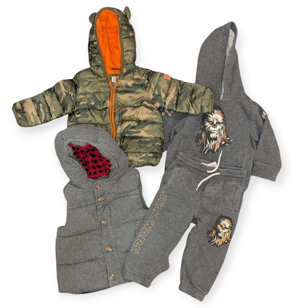 Baby Gap Puffer Jacket & VestWith StarWars Matching Hoodie and Sweatpants 18-24